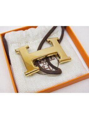 Hermes Constant Buckle Only Gold Color Logo 1 Hole Belt